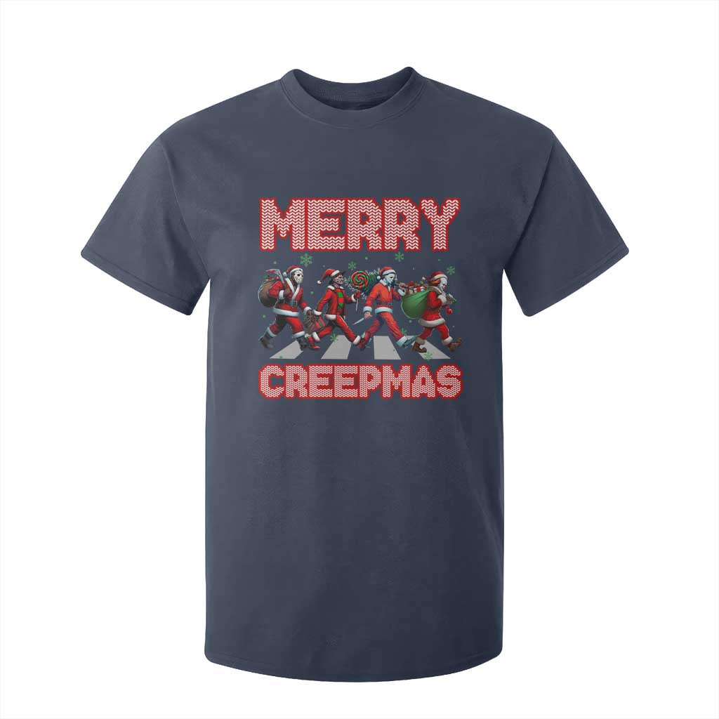 Horror Christmas T Shirt For Kid Merry Creepmas Horror Characters TS09 Navy Print Your Wear