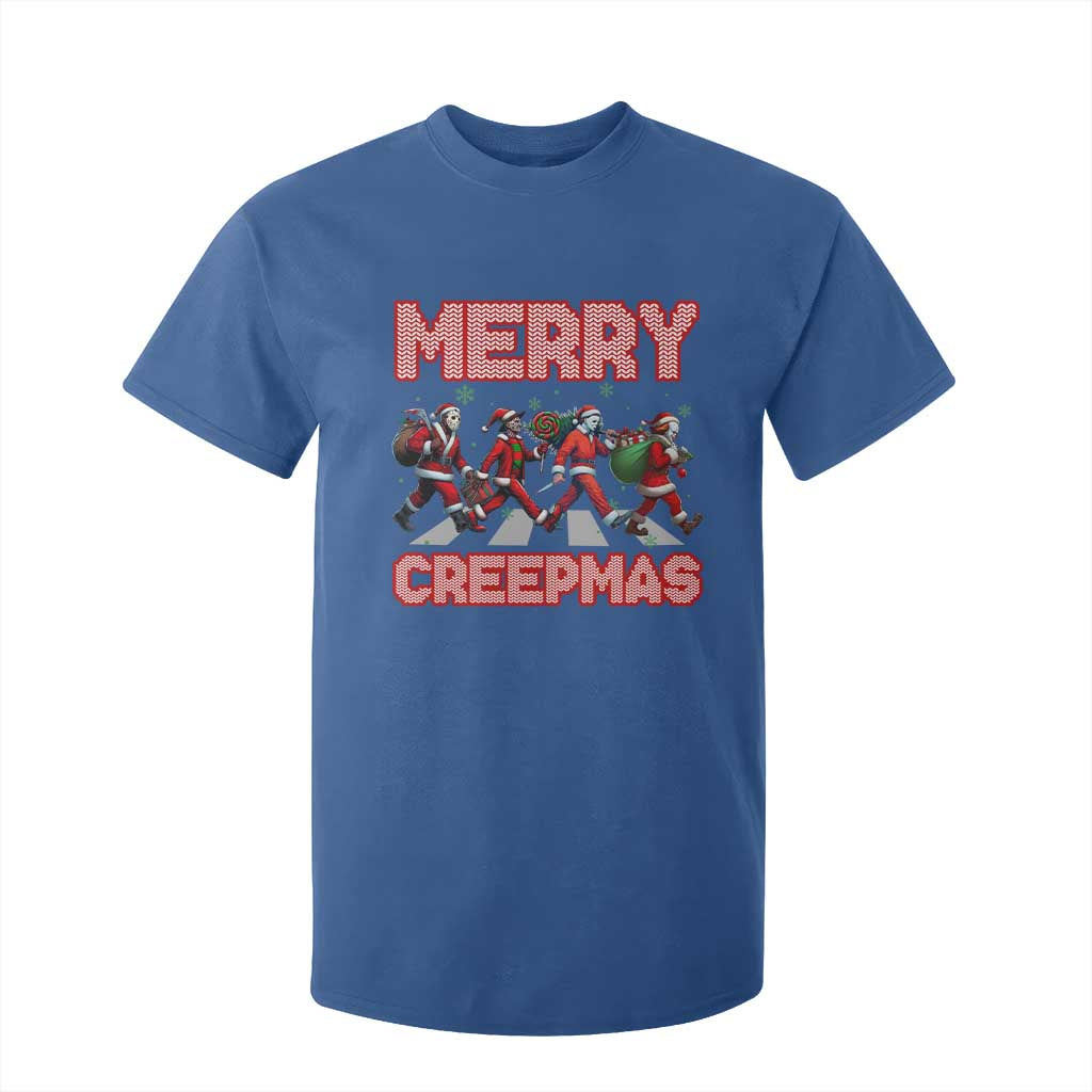 Horror Christmas T Shirt For Kid Merry Creepmas Horror Characters TS09 Royal Blue Print Your Wear