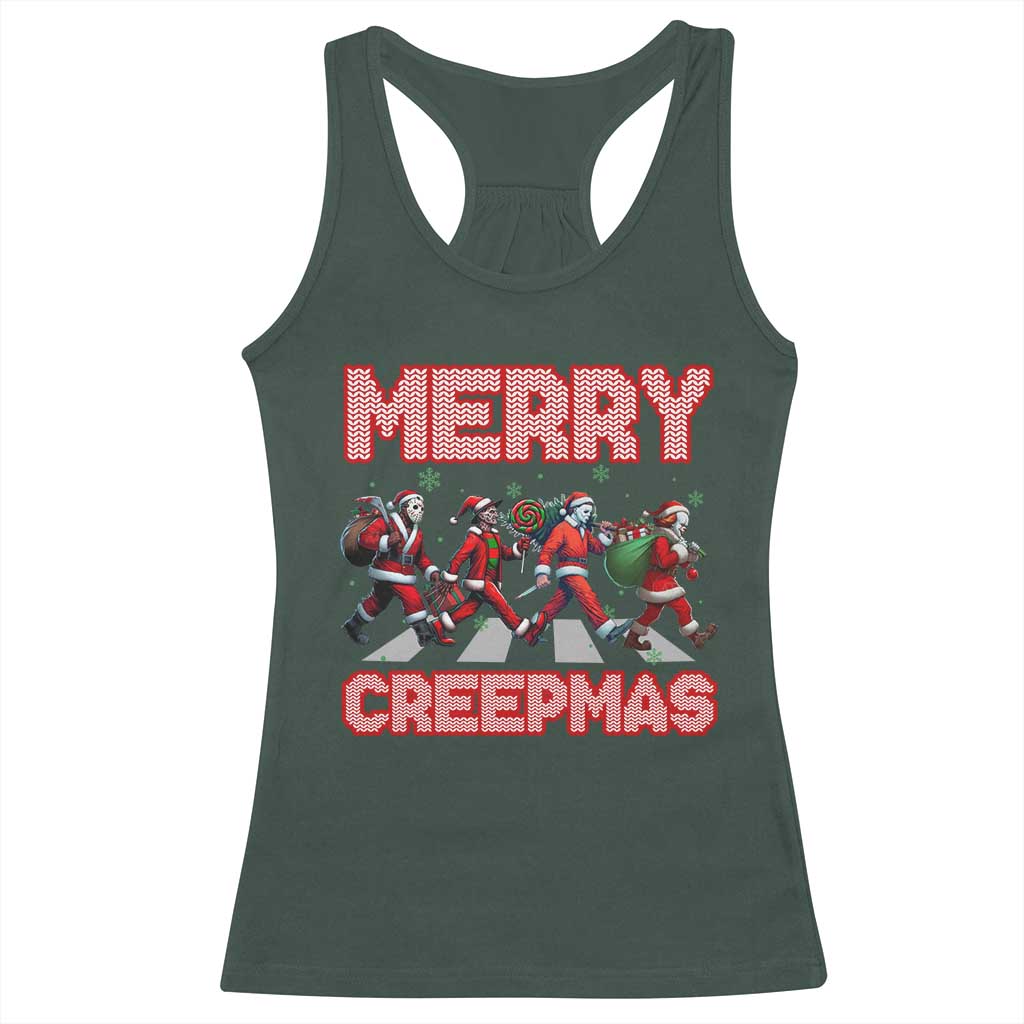 Horror Christmas Racerback Tank Top Merry Creepmas Horror Characters TS09 Dark Forest Green Print Your Wear