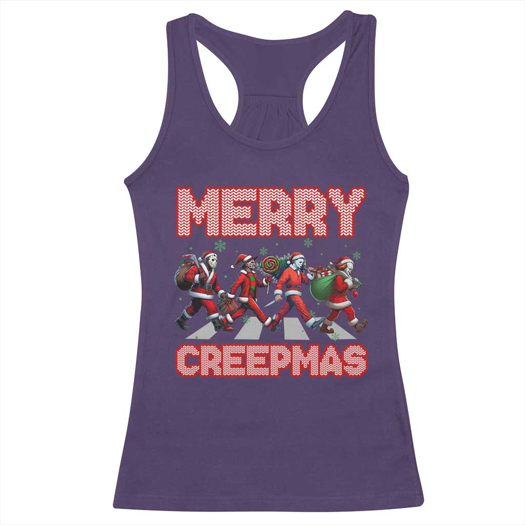 Horror Christmas Racerback Tank Top Merry Creepmas Horror Characters TS09 Purple Print Your Wear