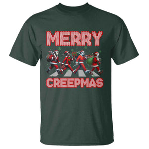 Horror Christmas T Shirt Merry Creepmas Horror Characters TS09 Dark Forest Green Print Your Wear