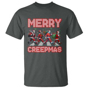 Horror Christmas T Shirt Merry Creepmas Horror Characters TS09 Dark Heather Print Your Wear
