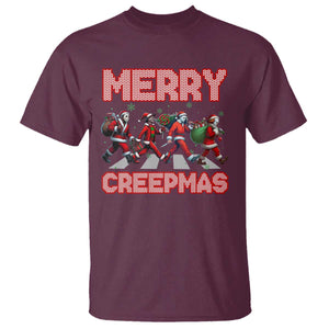 Horror Christmas T Shirt Merry Creepmas Horror Characters TS09 Maroon Print Your Wear