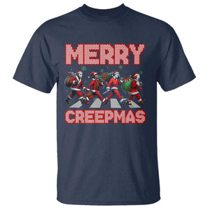Horror Christmas T Shirt Merry Creepmas Horror Characters TS09 Navy Print Your Wear