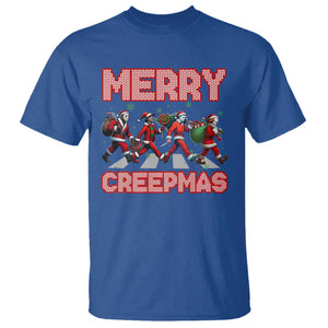 Horror Christmas T Shirt Merry Creepmas Horror Characters TS09 Royal Blue Print Your Wear