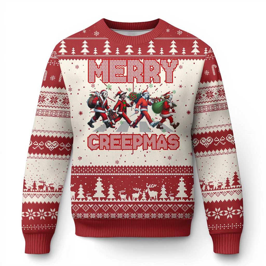 Horror Xmas Ugly Christmas Sweater Merry Creepmas Horror Characters TS09 Red Print Your Wear