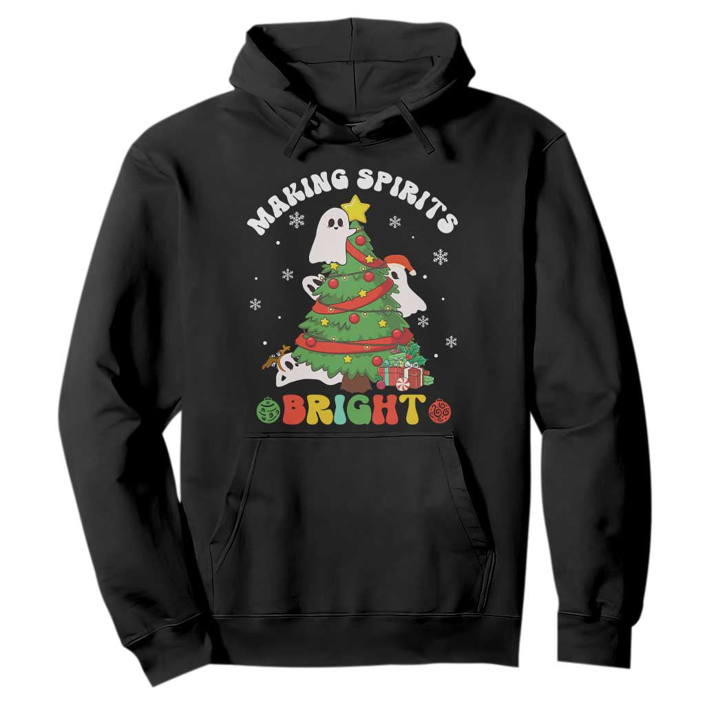 Gothic Xmas Hoodie Making Spirits Bright Cute Ghost Christmas Tree TS09 Black Print Your Wear