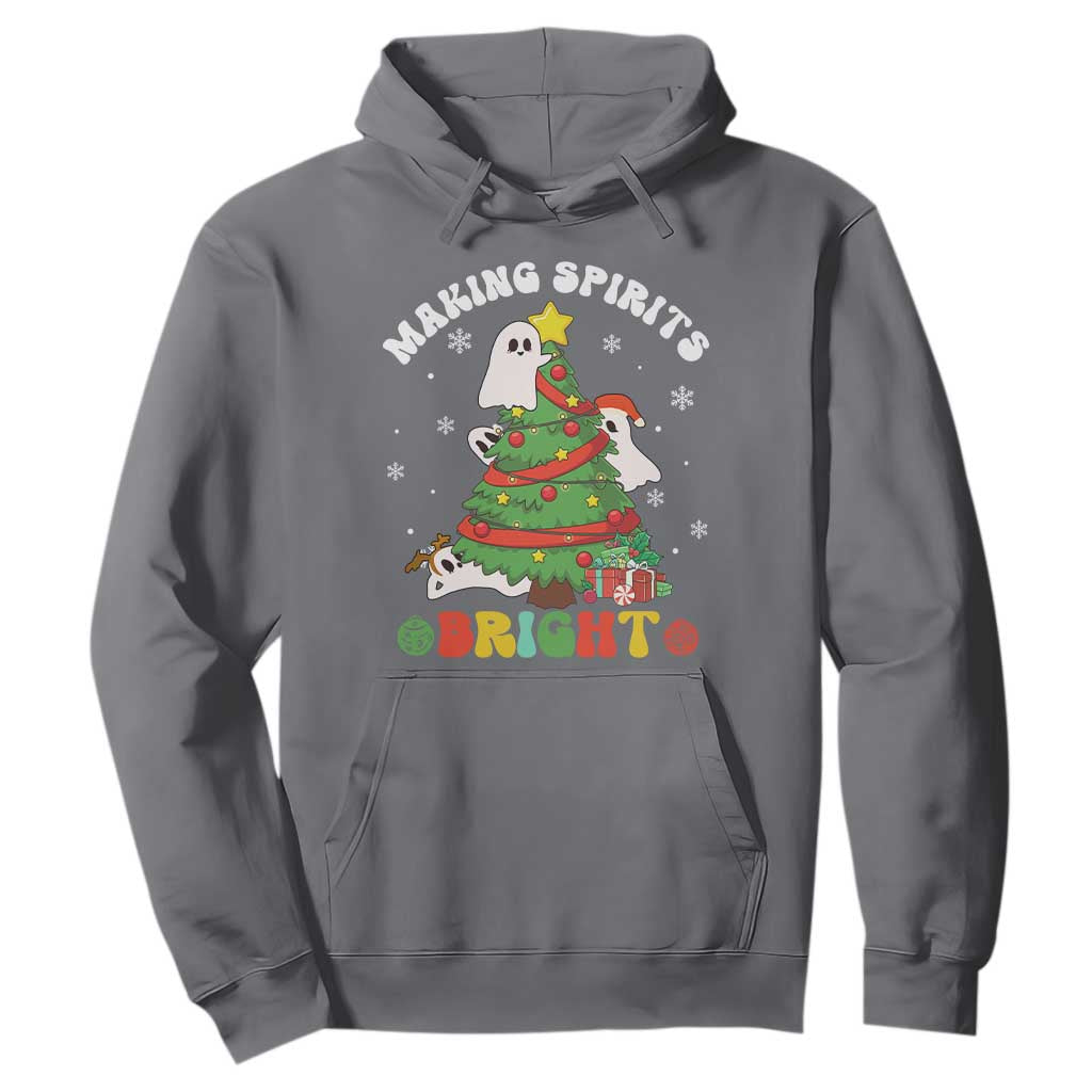 Gothic Xmas Hoodie Making Spirits Bright Cute Ghost Christmas Tree TS09 Charcoal Print Your Wear