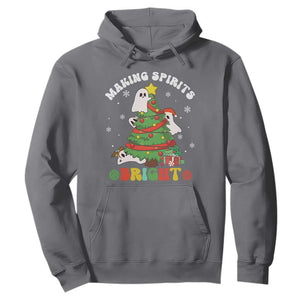 Gothic Xmas Hoodie Making Spirits Bright Cute Ghost Christmas Tree TS09 Charcoal Print Your Wear