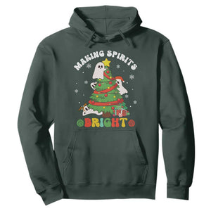 Gothic Xmas Hoodie Making Spirits Bright Cute Ghost Christmas Tree TS09 Dark Forest Green Print Your Wear