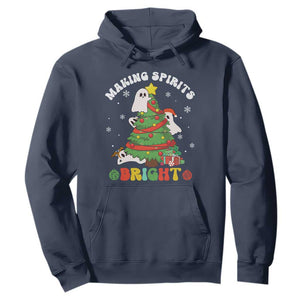 Gothic Xmas Hoodie Making Spirits Bright Cute Ghost Christmas Tree TS09 Navy Print Your Wear