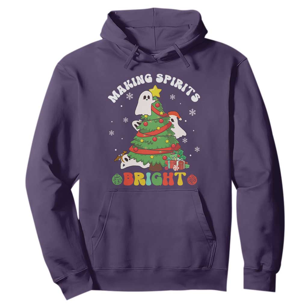 Gothic Xmas Hoodie Making Spirits Bright Cute Ghost Christmas Tree TS09 Purple Print Your Wear