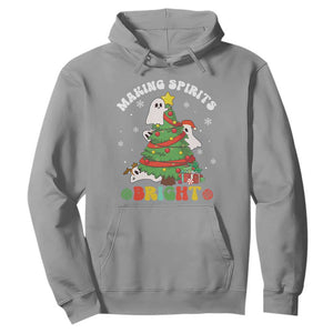 Gothic Xmas Hoodie Making Spirits Bright Cute Ghost Christmas Tree TS09 Sport Gray Print Your Wear