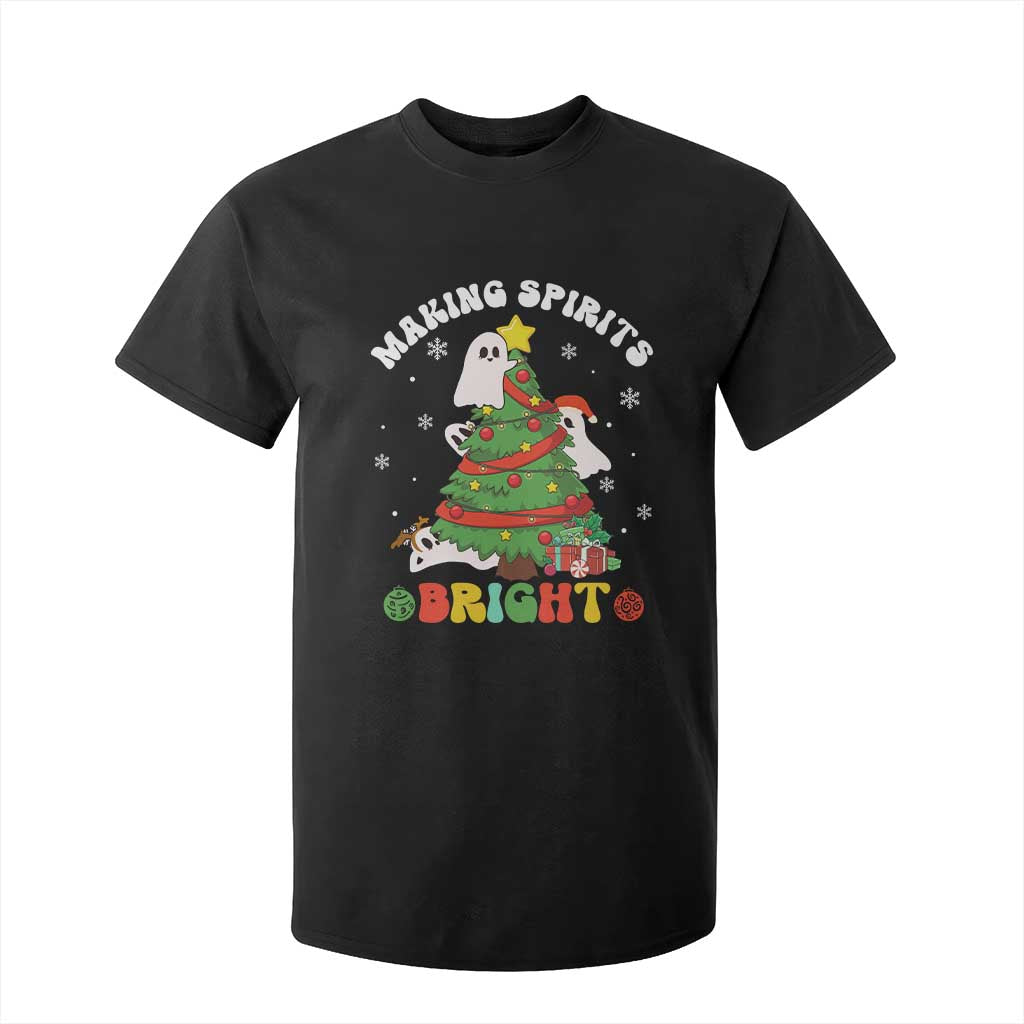 Gothic Xmas T Shirt For Kid Making Spirits Bright Cute Ghost Christmas Tree TS09 Black Print Your Wear