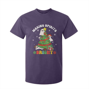 Gothic Xmas T Shirt For Kid Making Spirits Bright Cute Ghost Christmas Tree TS09 Purple Print Your Wear