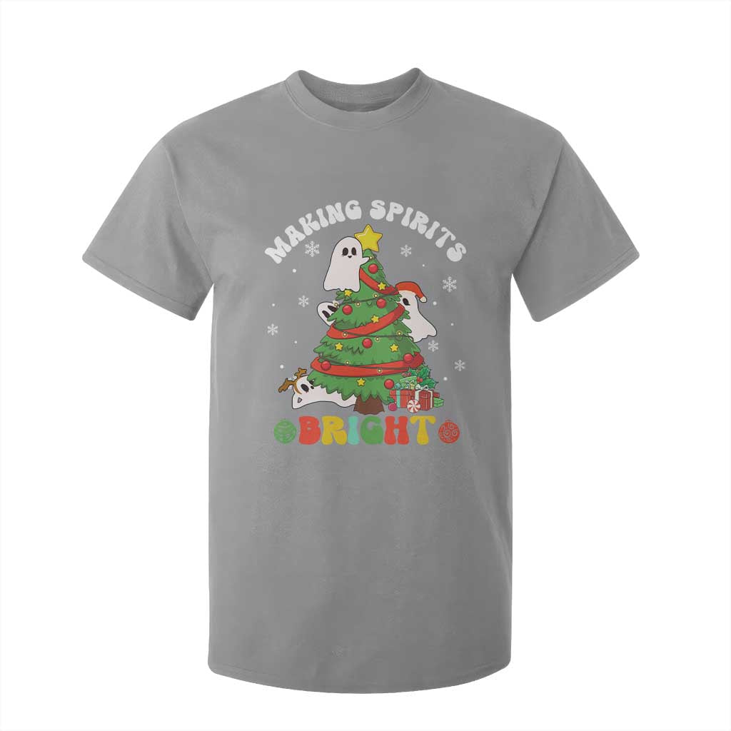Gothic Xmas T Shirt For Kid Making Spirits Bright Cute Ghost Christmas Tree TS09 Sport Gray Print Your Wear