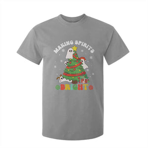 Gothic Xmas T Shirt For Kid Making Spirits Bright Cute Ghost Christmas Tree TS09 Sport Gray Print Your Wear