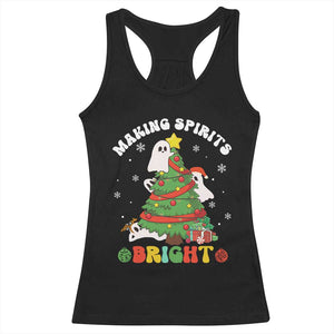 Gothic Xmas Racerback Tank Top Making Spirits Bright Cute Ghost Christmas Tree TS09 Black Print Your Wear