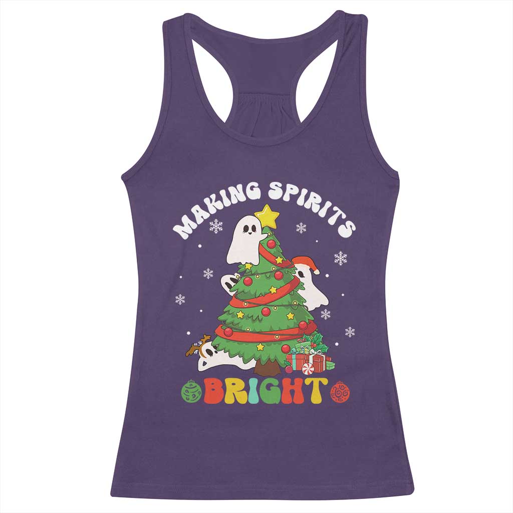 Gothic Xmas Racerback Tank Top Making Spirits Bright Cute Ghost Christmas Tree TS09 Purple Print Your Wear