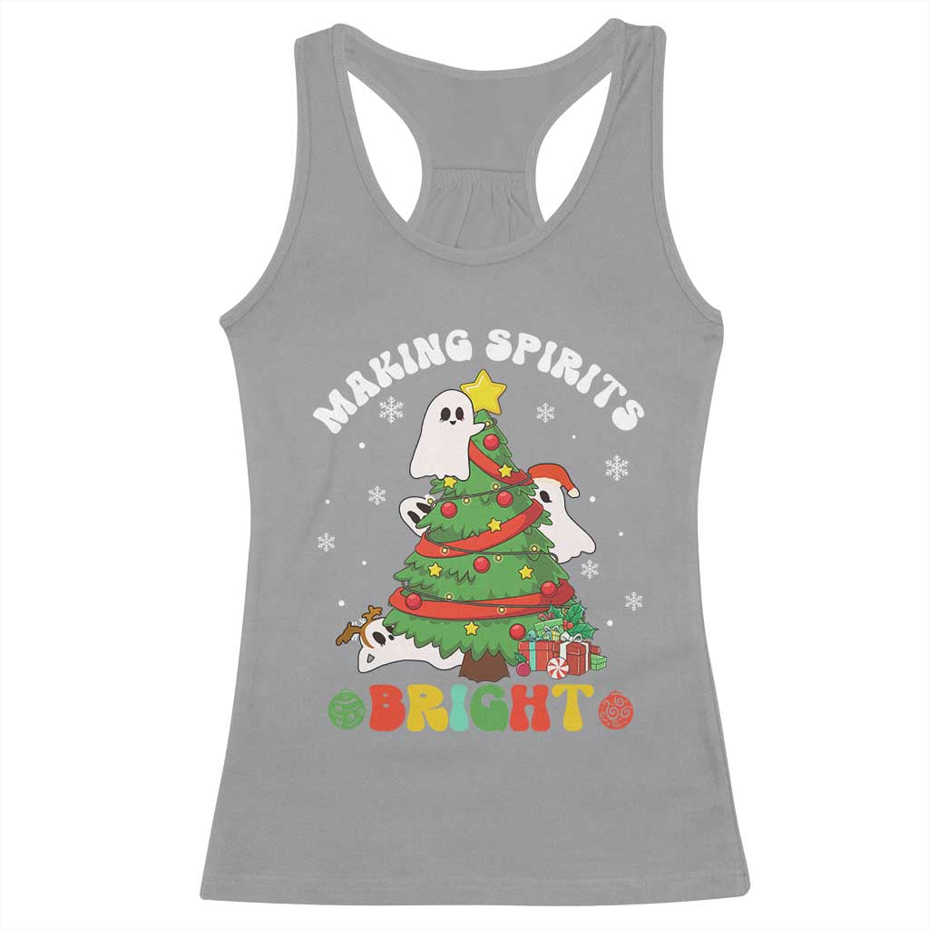 Gothic Xmas Racerback Tank Top Making Spirits Bright Cute Ghost Christmas Tree TS09 Sport Gray Print Your Wear