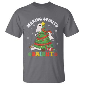 Gothic Xmas T Shirt Making Spirits Bright Cute Ghost Christmas Tree TS09 Charcoal Print Your Wear
