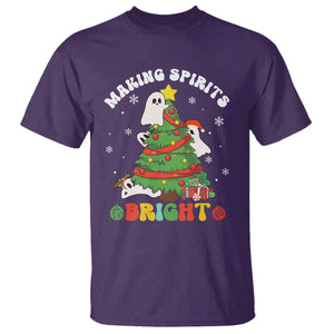Gothic Xmas T Shirt Making Spirits Bright Cute Ghost Christmas Tree TS09 Purple Print Your Wear