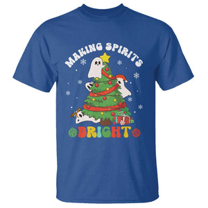 Gothic Xmas T Shirt Making Spirits Bright Cute Ghost Christmas Tree TS09 Royal Blue Print Your Wear