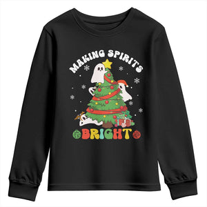 Gothic Xmas Youth Sweatshirt Making Spirits Bright Cute Ghost Christmas Tree TS09 Black Print Your Wear