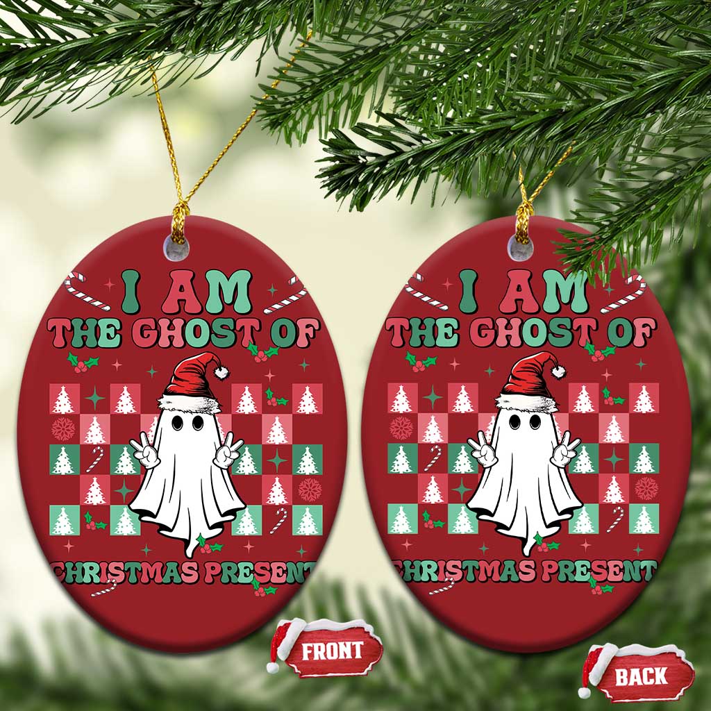 Funny Xmas Christmas Ornament I Am The Ghost Of Christmas Present TS09 Oval Red Print Your Wear