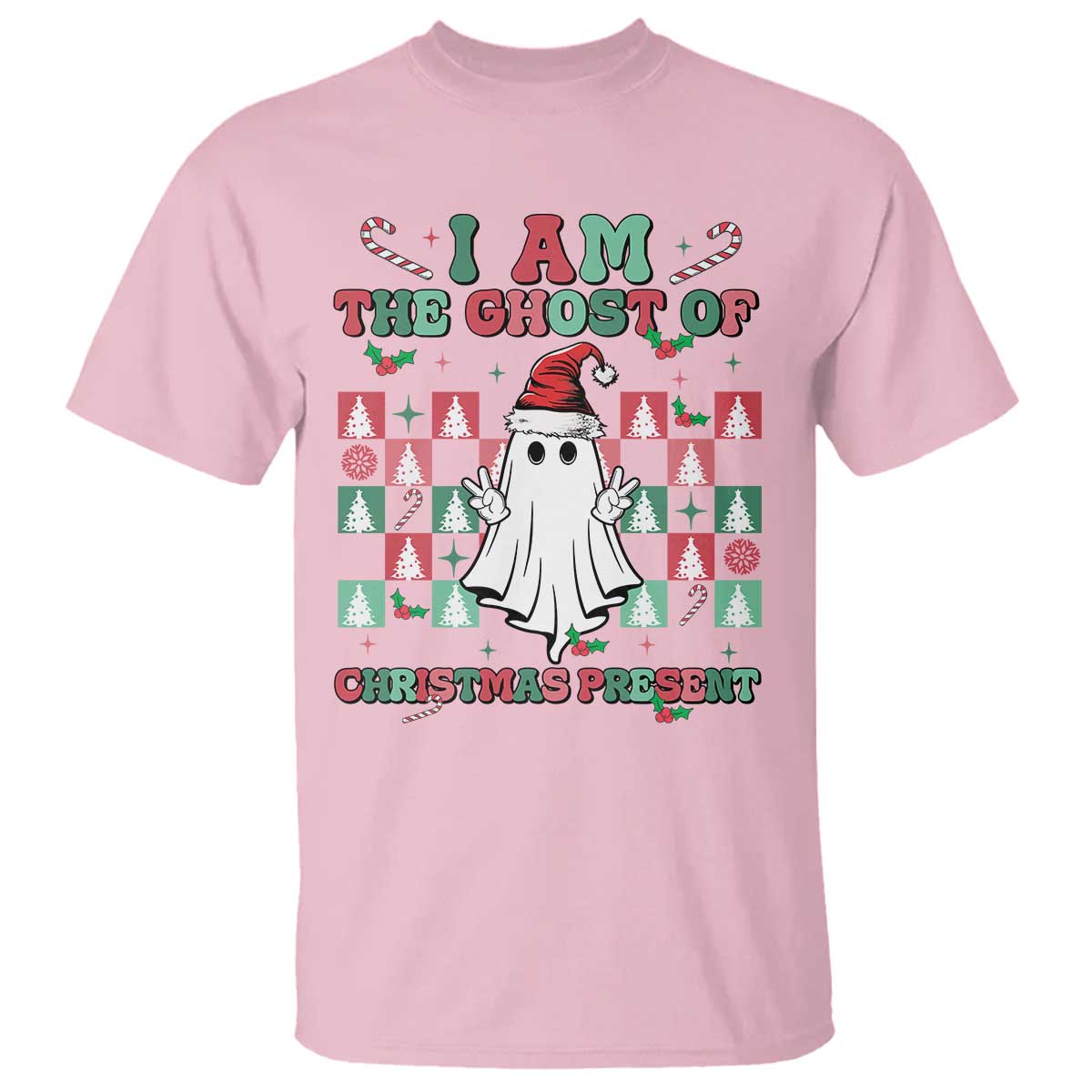 Funny Xmas T Shirt I Am The Ghost Of Christmas Present TS09 Light Pink Print Your Wear
