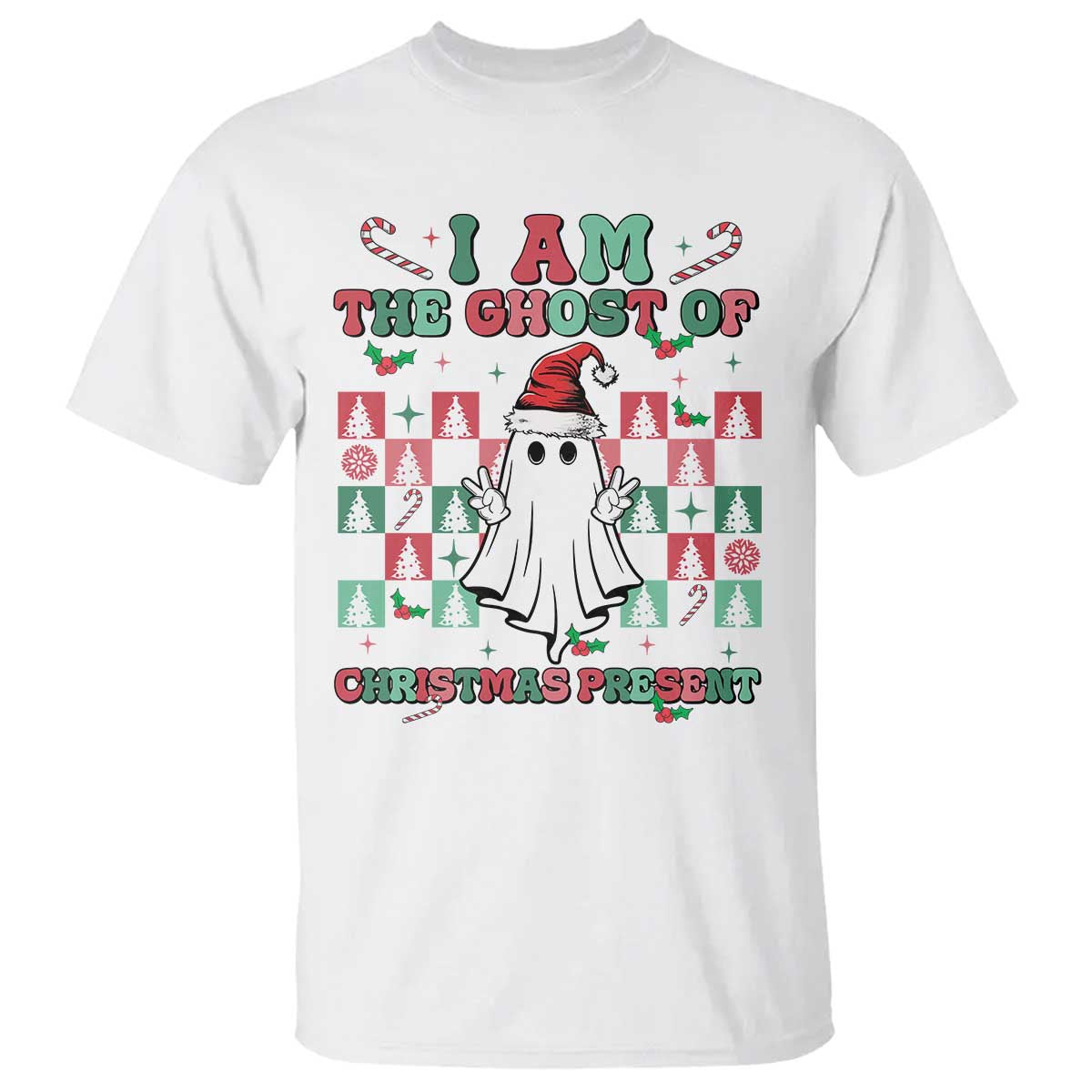 Funny Xmas T Shirt I Am The Ghost Of Christmas Present TS09 White Print Your Wear