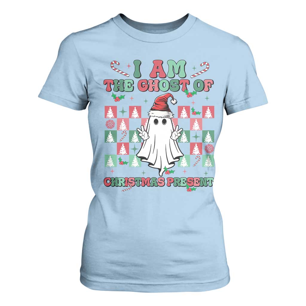 Funny Xmas T Shirt For Women I Am The Ghost Of Christmas Present TS09 Light Blue Print Your Wear