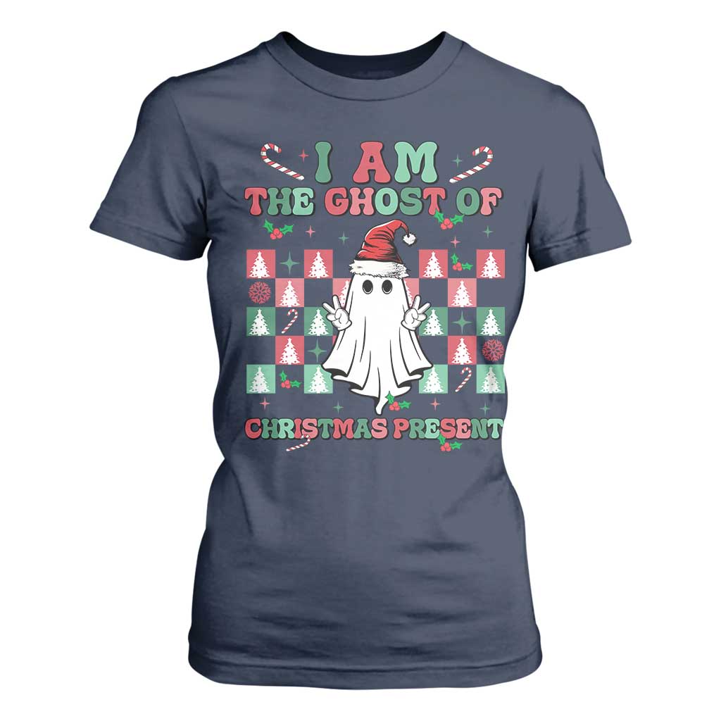 Funny Xmas T Shirt For Women I Am The Ghost Of Christmas Present TS09 Navy Print Your Wear