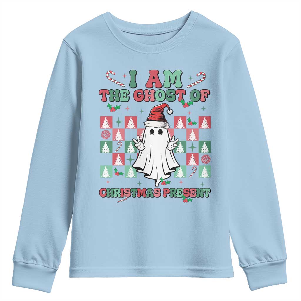 Funny Xmas Youth Sweatshirt I Am The Ghost Of Christmas Present TS09 Light Blue Print Your Wear
