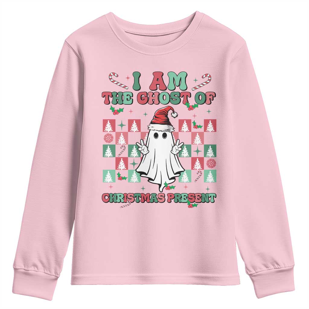 Funny Xmas Youth Sweatshirt I Am The Ghost Of Christmas Present TS09 Light Pink Print Your Wear