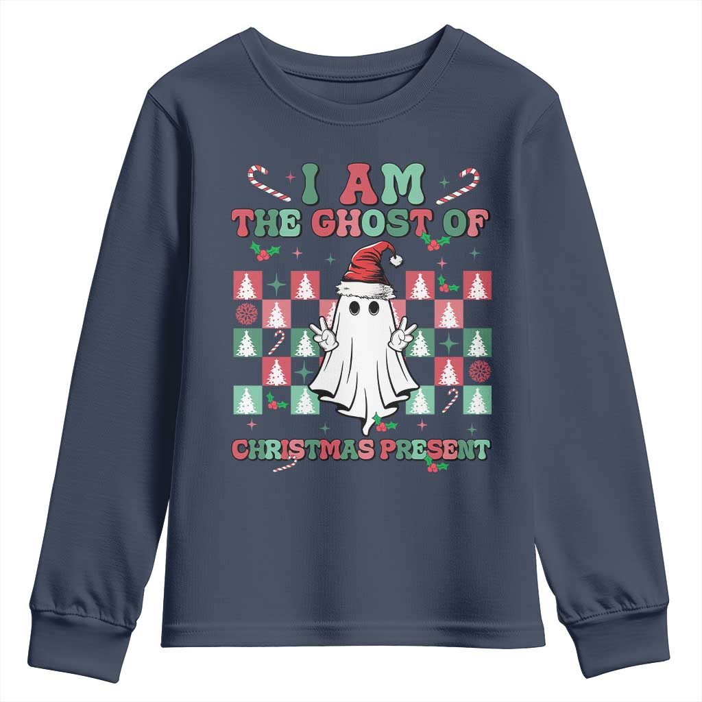 Funny Xmas Youth Sweatshirt I Am The Ghost Of Christmas Present TS09 Navy Print Your Wear