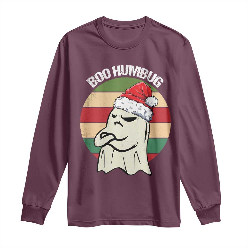 Gothic Xmas Long Sleeve Shirt Boo Humbug Santa Ghost TS09 Maroon Print Your Wear