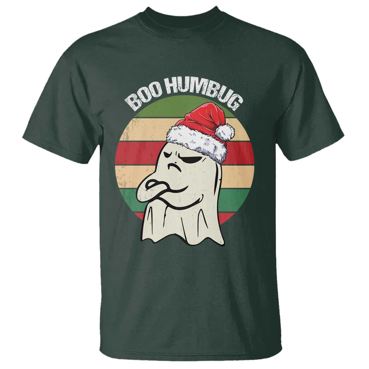 Gothic Xmas T Shirt Boo Humbug Santa Ghost TS09 Dark Forest Green Print Your Wear