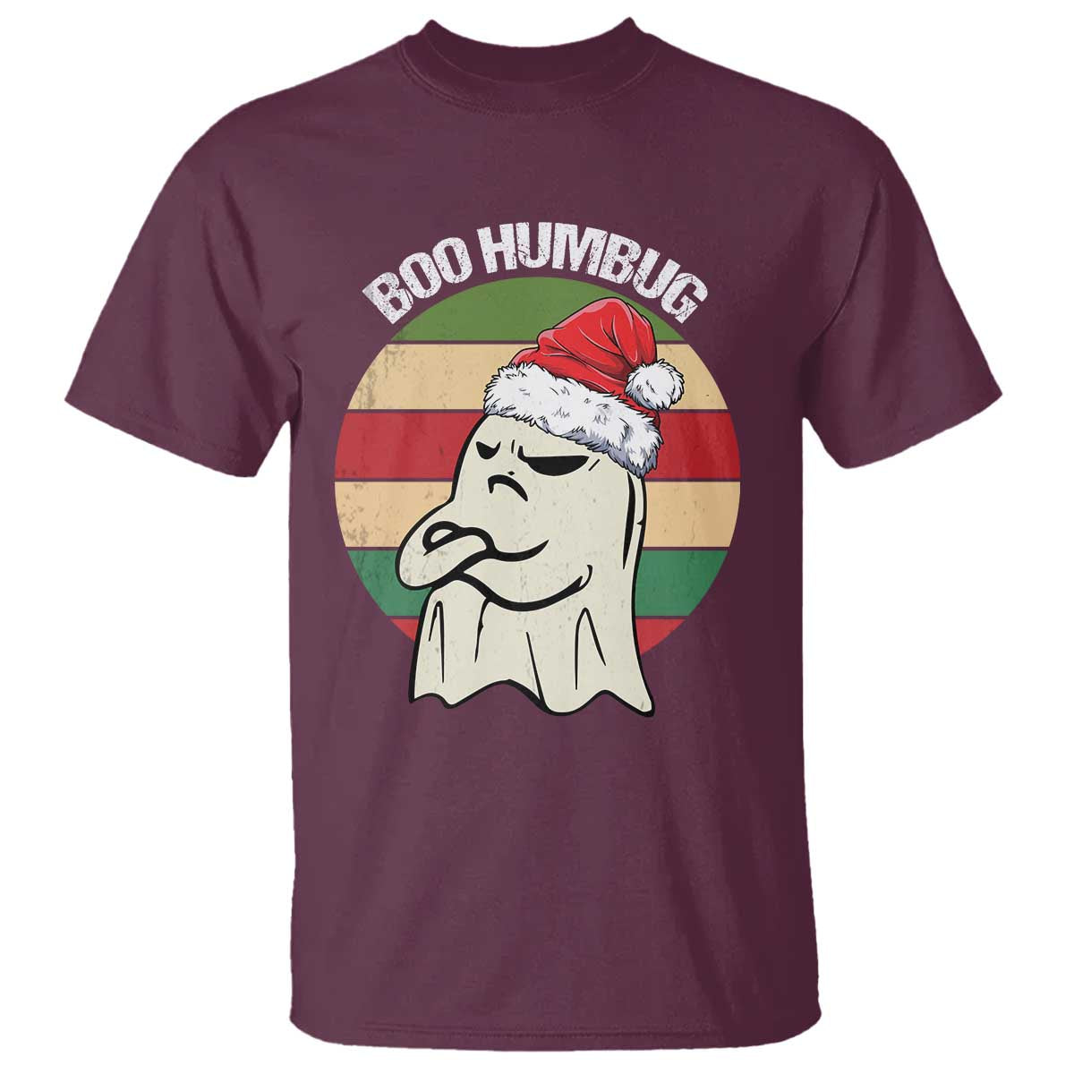 Gothic Xmas T Shirt Boo Humbug Santa Ghost TS09 Maroon Print Your Wear