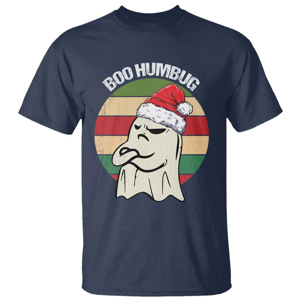 Gothic Xmas T Shirt Boo Humbug Santa Ghost TS09 Navy Print Your Wear
