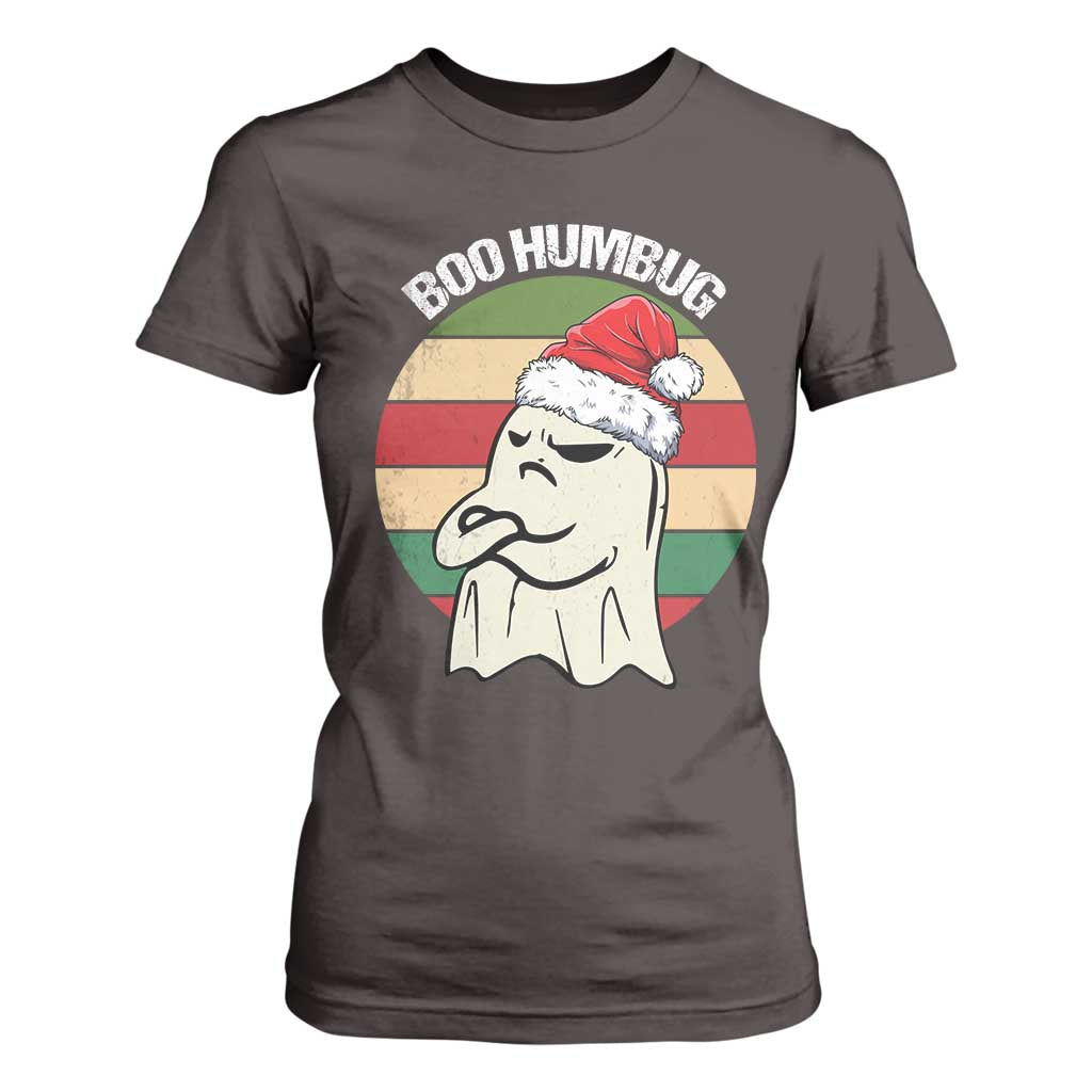 Gothic Xmas T Shirt For Women Boo Humbug Santa Ghost TS09 Dark Chocolate Print Your Wear
