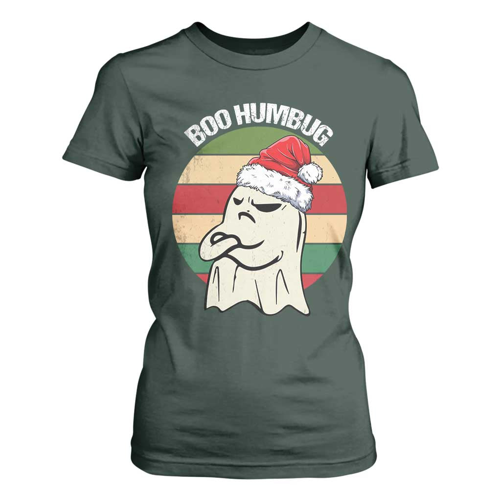 Gothic Xmas T Shirt For Women Boo Humbug Santa Ghost TS09 Dark Forest Green Print Your Wear