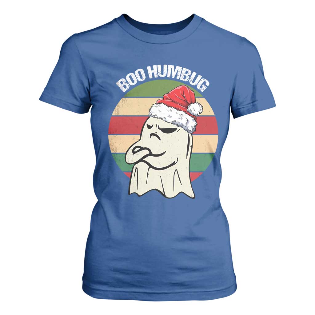 Gothic Xmas T Shirt For Women Boo Humbug Santa Ghost TS09 Royal Blue Print Your Wear