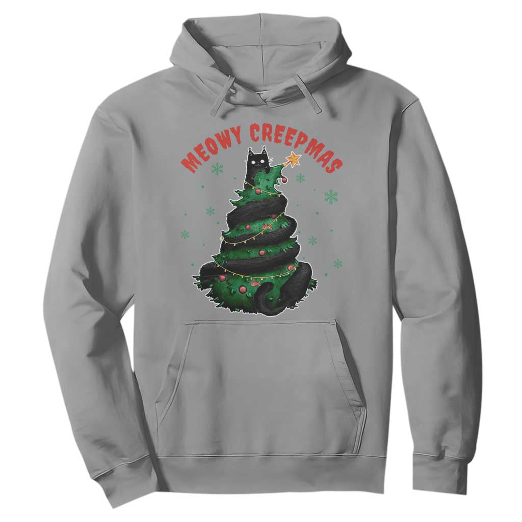 Gothic Xmas Hoodie Meowy Creepmas Cat Christmas Tree TS09 Sport Gray Print Your Wear