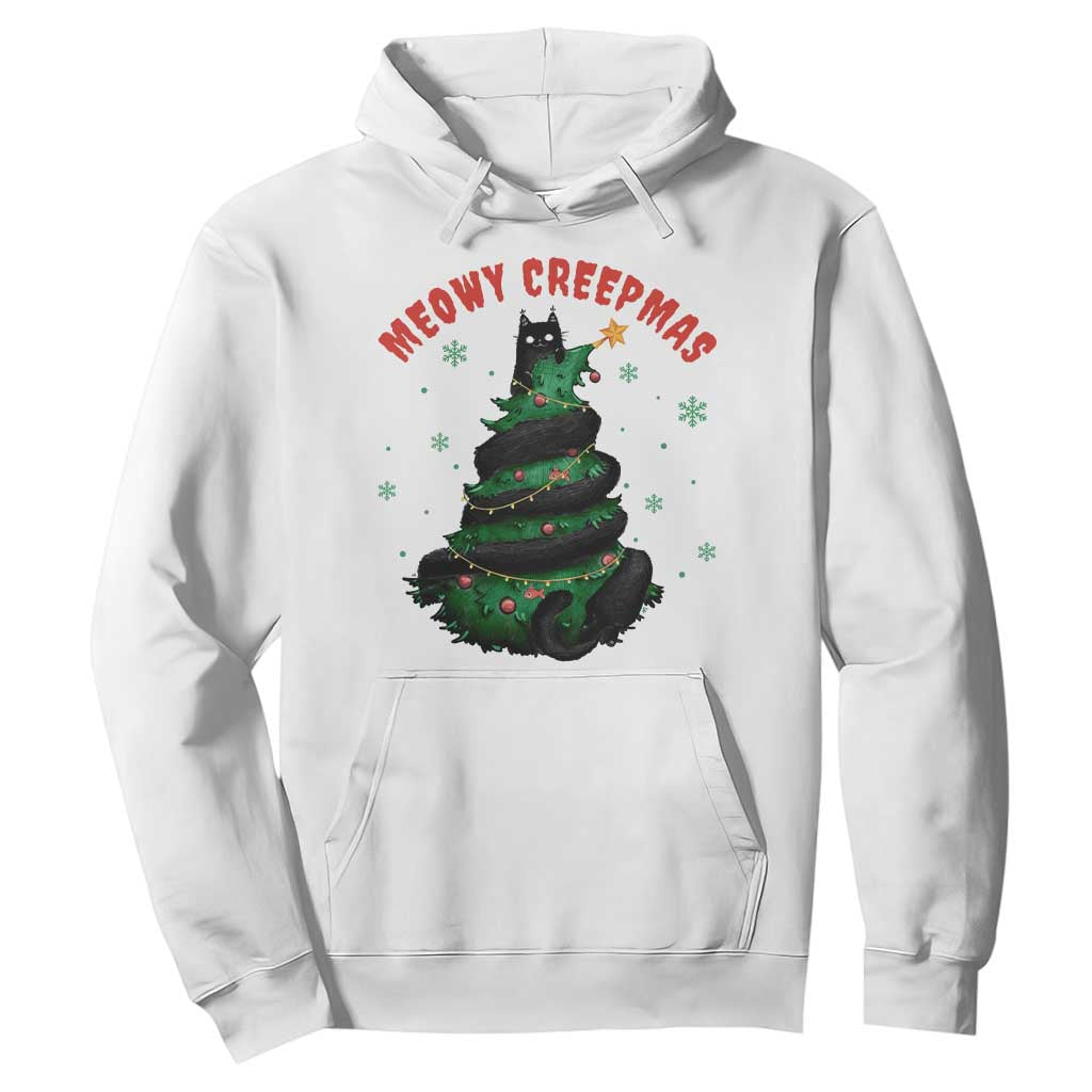 Gothic Xmas Hoodie Meowy Creepmas Cat Christmas Tree TS09 White Print Your Wear