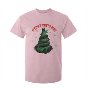 Gothic Xmas T Shirt For Kid Meowy Creepmas Cat Christmas Tree TS09 Light Pink Print Your Wear
