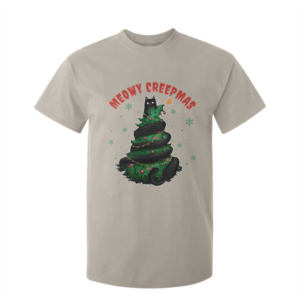 Gothic Xmas T Shirt For Kid Meowy Creepmas Cat Christmas Tree TS09 Sand Print Your Wear