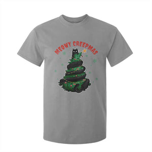 Gothic Xmas T Shirt For Kid Meowy Creepmas Cat Christmas Tree TS09 Sport Gray Print Your Wear