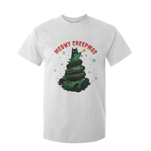 Gothic Xmas T Shirt For Kid Meowy Creepmas Cat Christmas Tree TS09 White Print Your Wear
