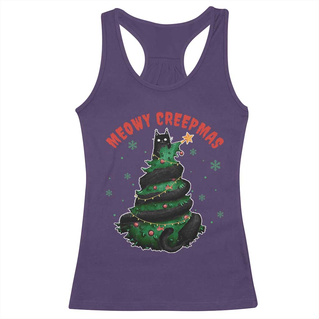 Gothic Xmas Racerback Tank Top Meowy Creepmas Cat Christmas Tree TS09 Purple Print Your Wear